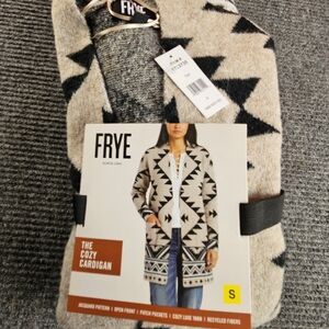 Frye Black and Cream Geometric Cardigan Womens Size Small